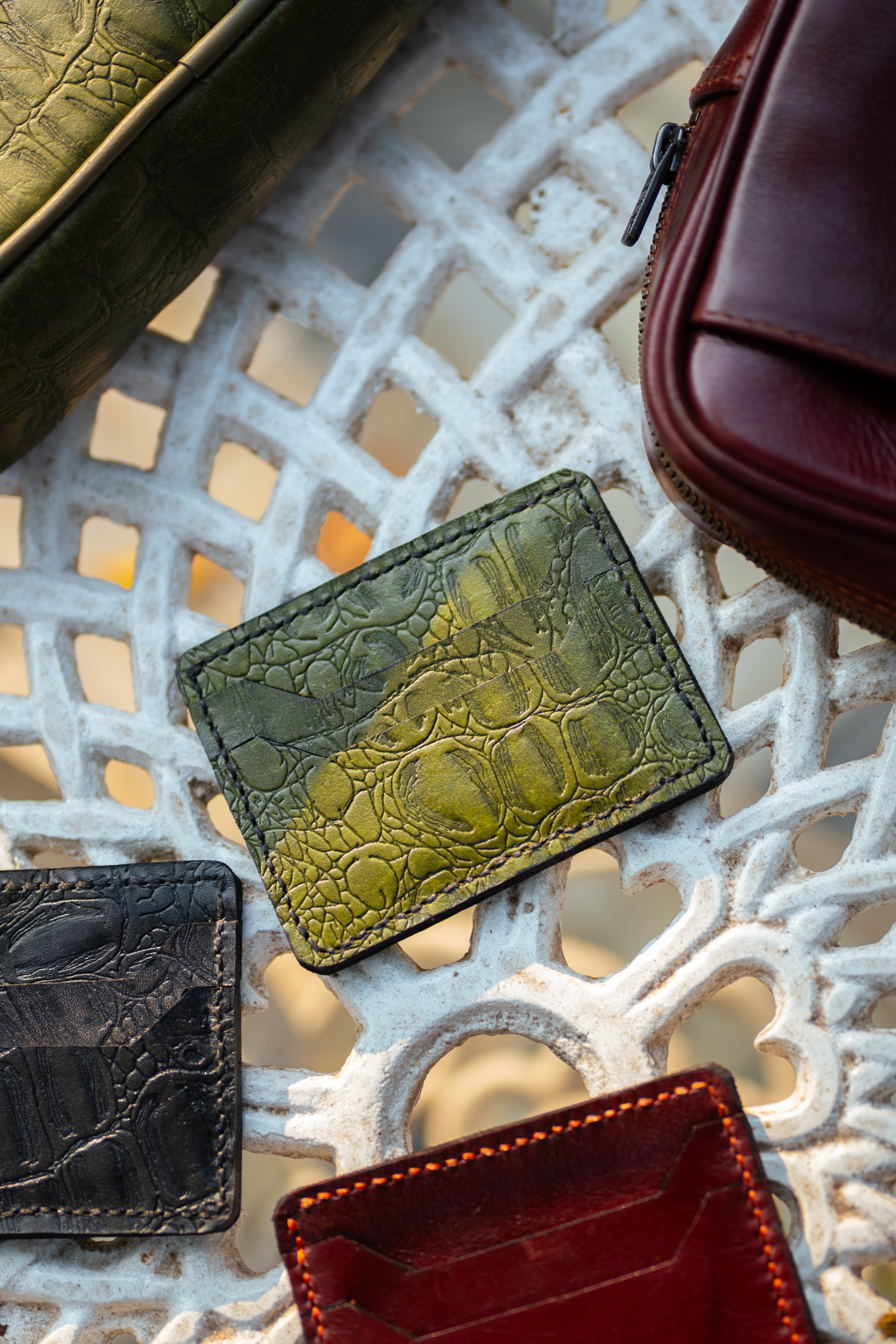 Card Wallet - Crocodile Green