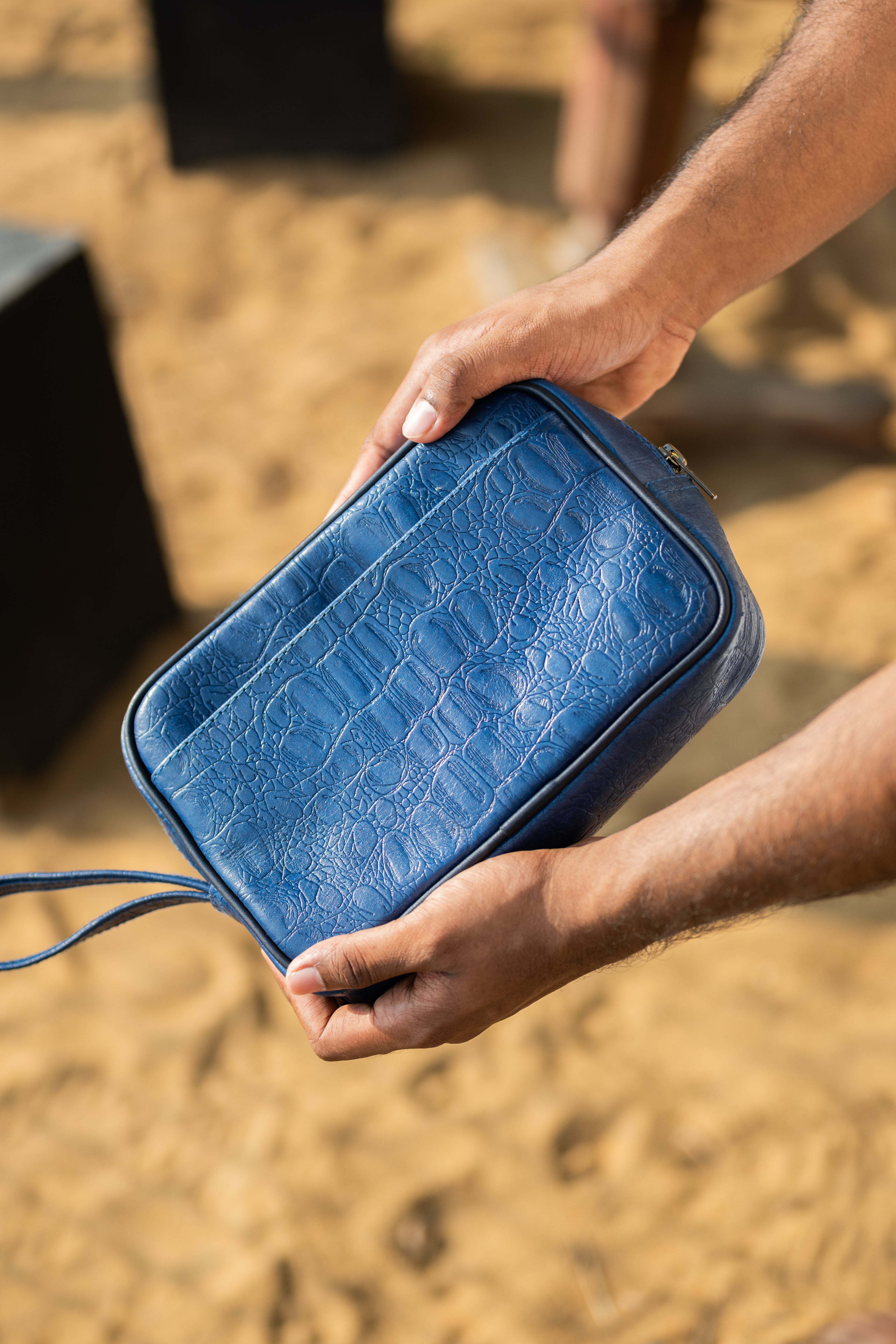 Leather pouch - Aqua Blue