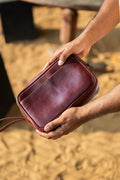 Leather pouch - Burgundy red Limited edition